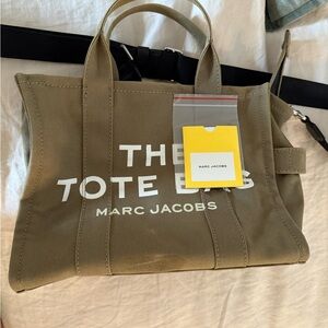 Marc Jacobs Green Canvas Tote Bag with Minimalist Design